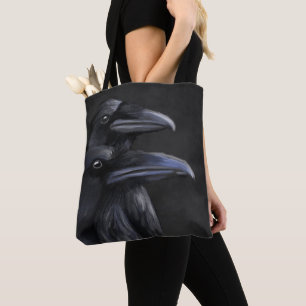 Raven Shadows: Mystical Duo in Noir Tote Bag