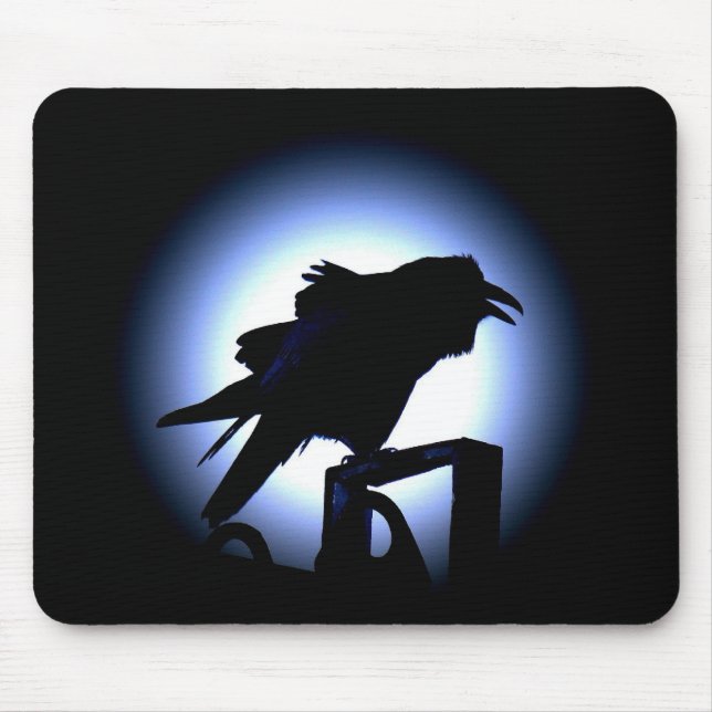 Raven Silhouette Against Full Moon Mouse Pad (Front)