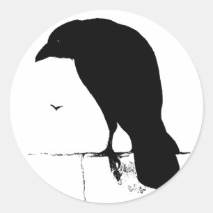 Raven Silhouette - Vintage Goth Ravens & Crows Classic Round Sticker