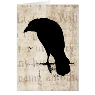 Raven Silhouette - Vintage Retro Ravens & Crows