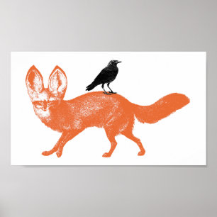 Raven Sits On Fox Poster