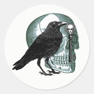 Raven Skull And Skeleton Key Stickers