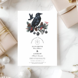 Raven Skull Gothic Holiday Wedding Invitation