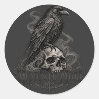 Raven Skull Memento Classic Round Sticker