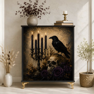 Raven Skull Purple Roses Gothic Halloween Decor Tissue Paper