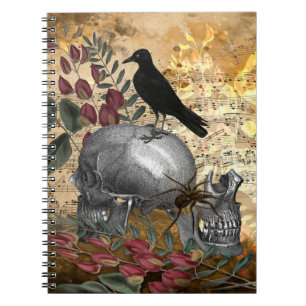 Raven Skull Spider Vintage Notebook
