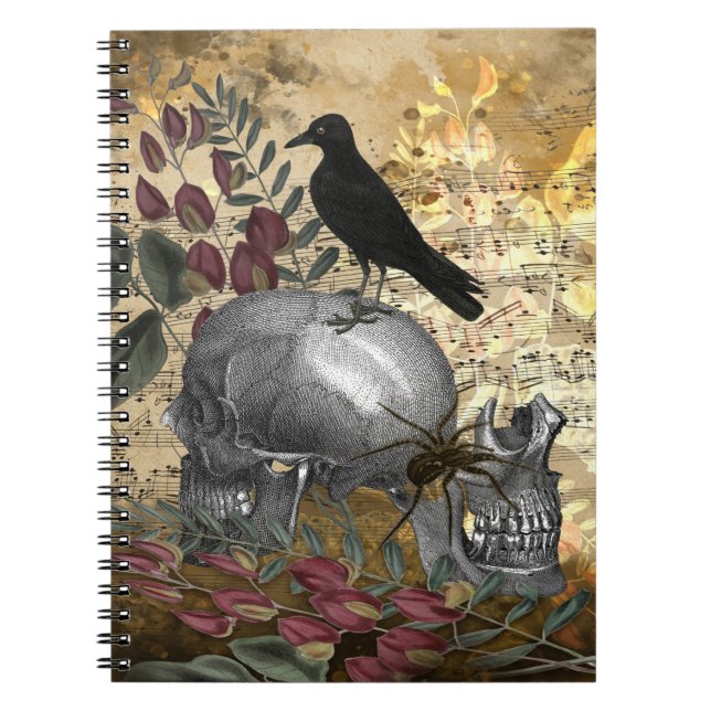Raven Skull Spider Vintage Notebook (Front)