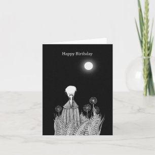 Raven Skull under Moon Spooky Goth Scary Birthday Card