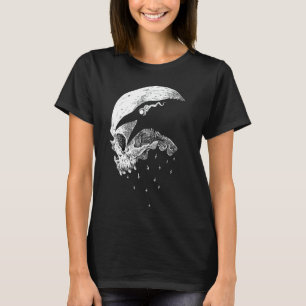 Raven Skull Viking Norse Occult Gothic Pagan Moon T-Shirt