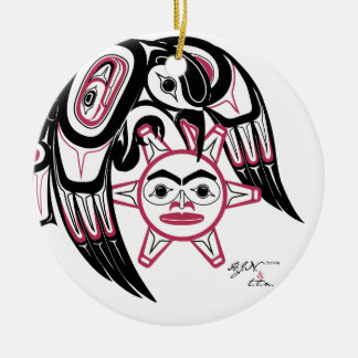 Raven Stealing the Sun Ceramic Tree Decoration