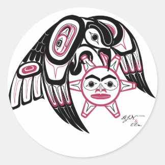 Raven Stealing the Sun Classic Round Sticker