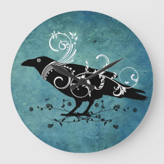 Raven & Swirls Teal Wall Clock