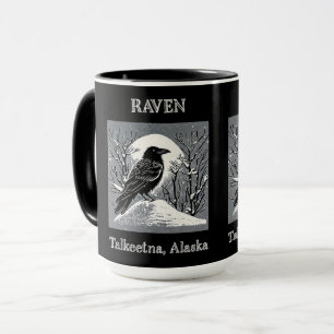 Raven: Talkeetna, Alaska black and white Mug