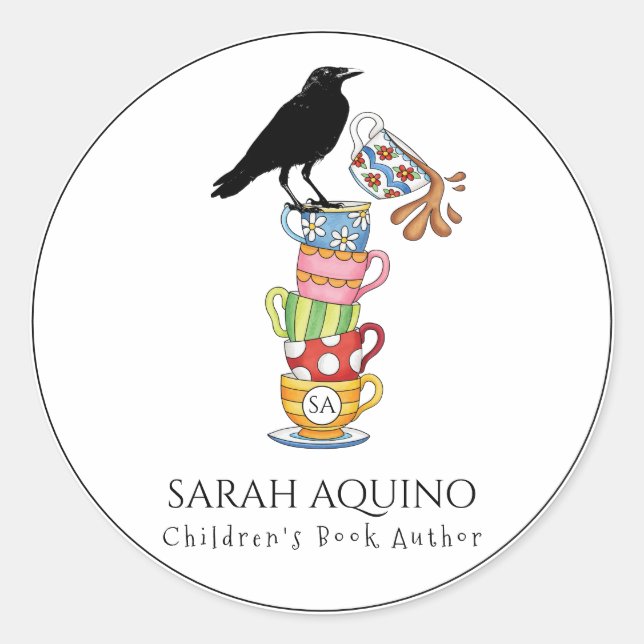 Raven &Tea Cups Book Author Promotional Stickers (Front)