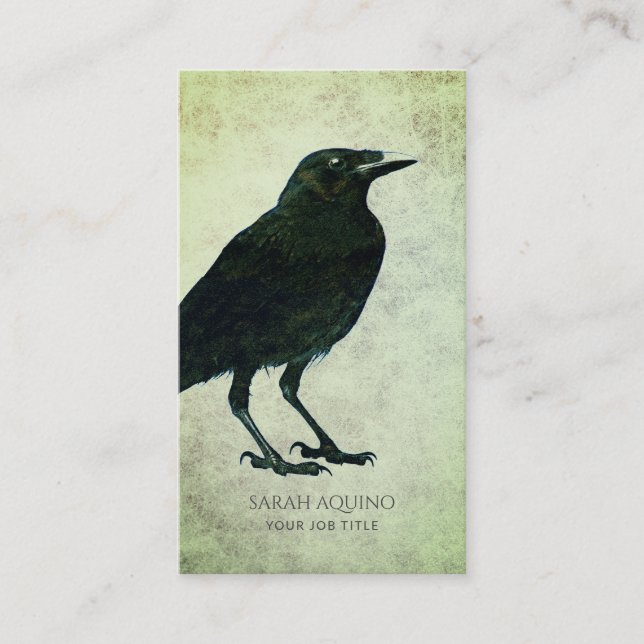 Raven Texture Sage Background Business Card (Front)