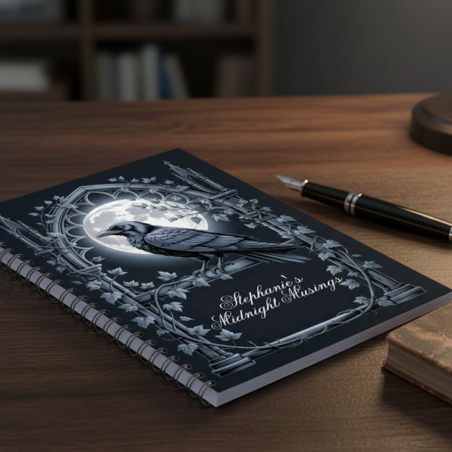 Raven Under Moon Gothic Midnight Journal (Gothic raven personalized journal)