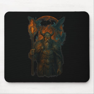Raven Viking Halloween Design Norse Sorcerer Moon Mouse Pad