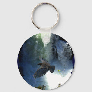 RAVEN & WATER FALL Nature Gifts Key Ring