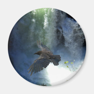 RAVEN & WATER FALL Nature Gifts Magnet