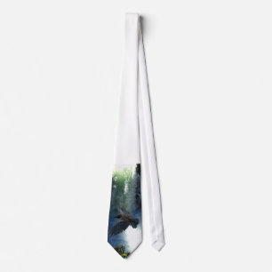 RAVEN & WATER FALL Nature Gifts Tie