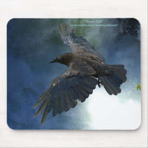 RAVEN & WATER FALL Nature Mousepad