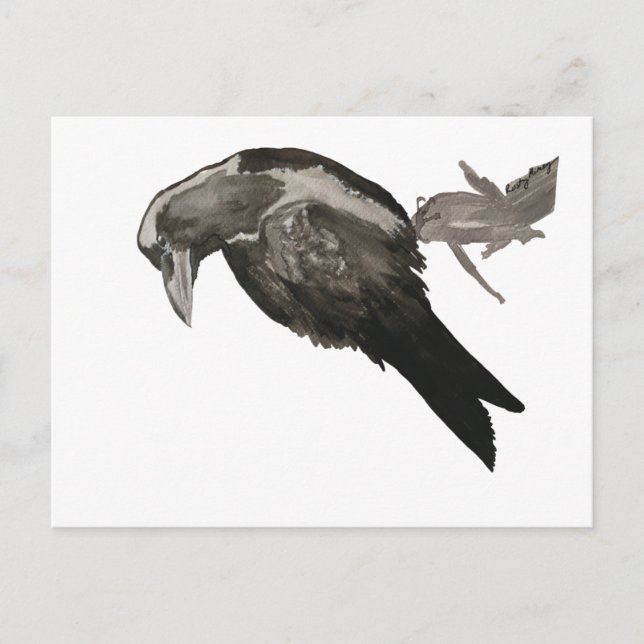 Raven Watercolor Postcard (Front)
