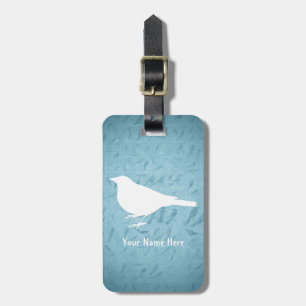 Raven White Silhouette –Add Name- Luggage Tag