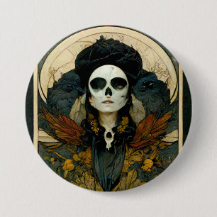 Raven Witch Fantasy Horror Goth Gothic 7.5 Cm Round Badge