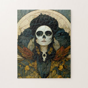 Raven Witch Fantasy Horror Goth Gothic Jigsaw Puzzle