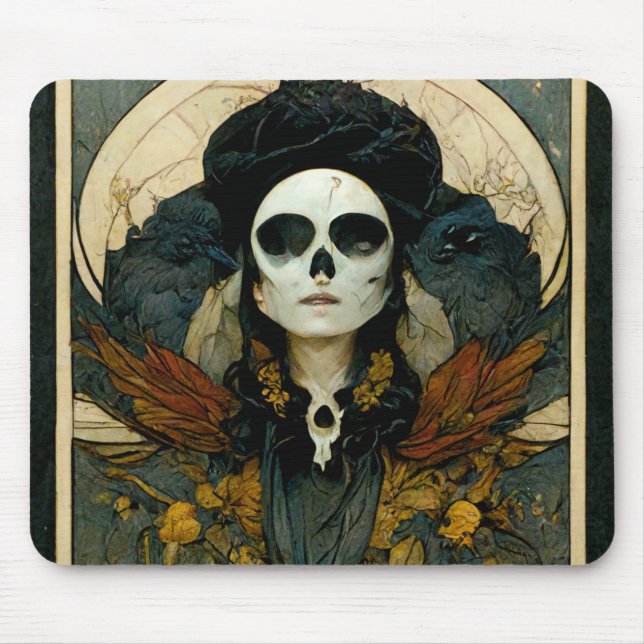 Raven Witch Fantasy Horror Goth Gothic Mouse Pad (Front)