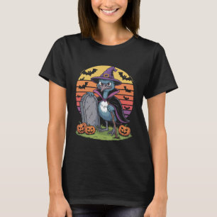 Raven Witch Halloween Magic with Pumpkins T-Shirt