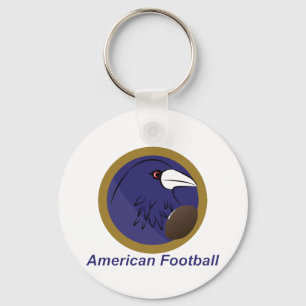 Raven with american football ball key ring