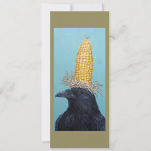 Raven with corn cob hat flat card