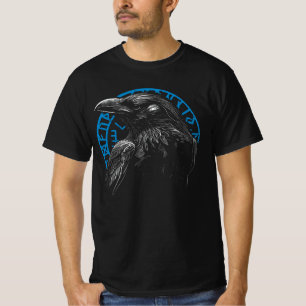 Raven with Norse Runes - Dark Art T-Shirt