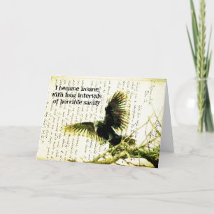 Raven With Poe Quote and Handwritting Card