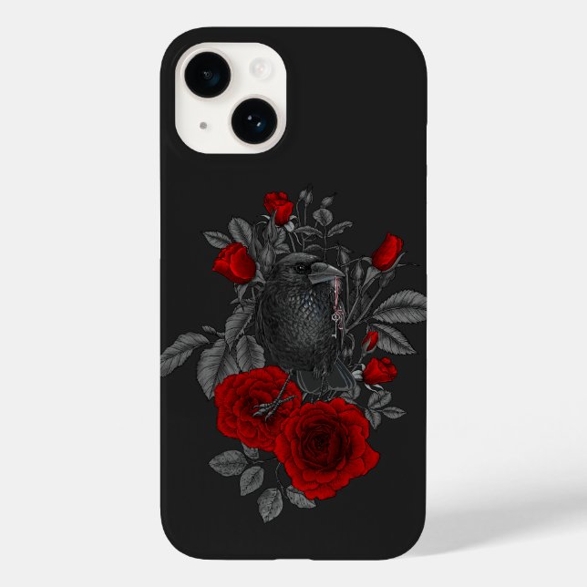 Raven with the key and roses Case-Mate iPhone case (Back)