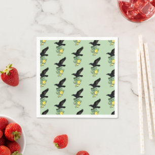 Raven with Yellow Rose Napkin