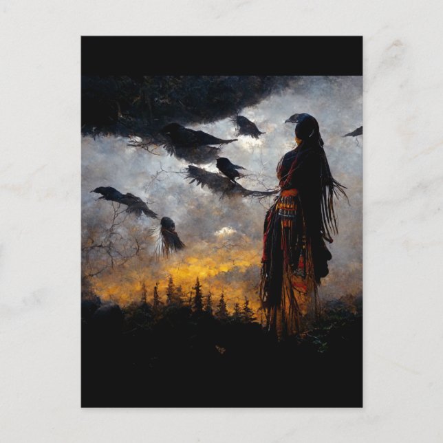 Raven woman postcard (Front)