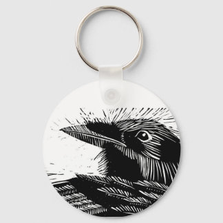 Raven Woodcut Keychain