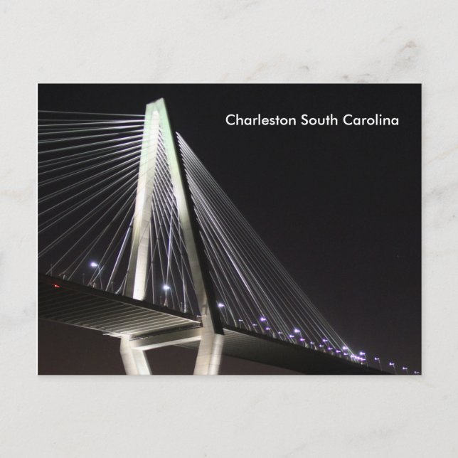 Ravenel Bridge at Night, Charleston SC, postcard (Front)