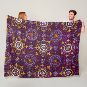 RAVENNA BYZANTINE MOSAICS,STAR PURPLE STARRY NIGHT FLEECE BLANKET