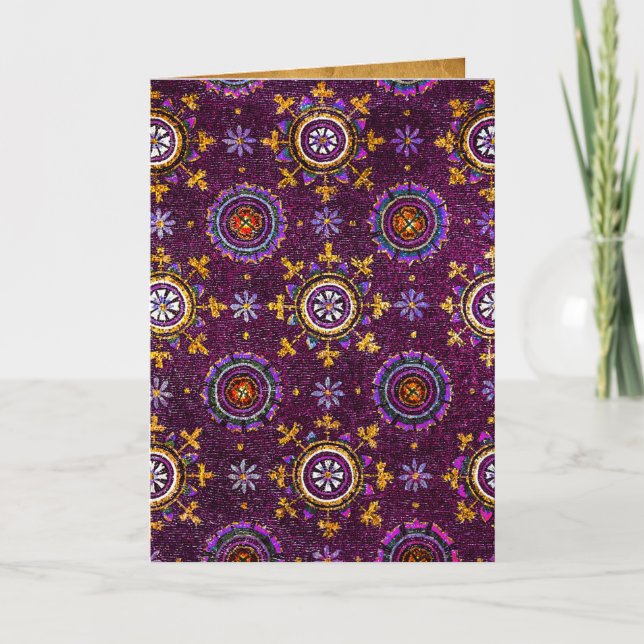 RAVENNA BYZANTINE MOSAICS,STAR,PURPLE STARRY NIGHT HOLIDAY CARD (Front)