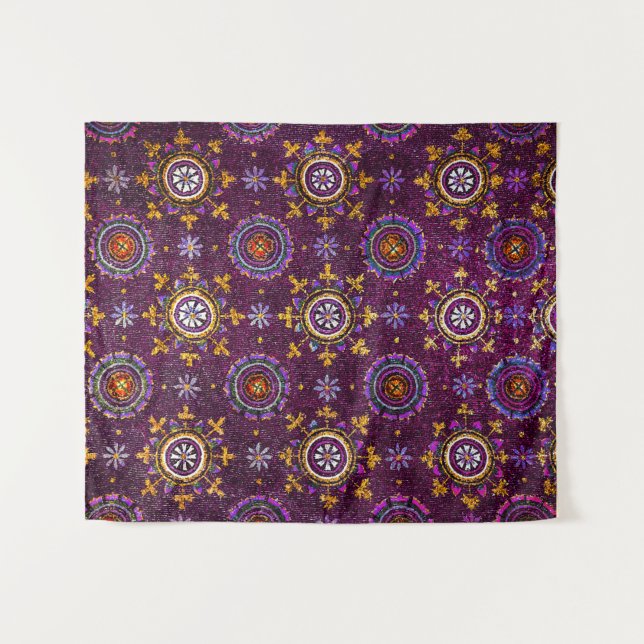 RAVENNA BYZANTINE MOSAICS,STAR,PURPLE STARRY NIGHT TAPESTRY (Front (Horizontal))