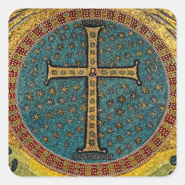 Ravenna Mosaic Cross Square Sticker (Front)
