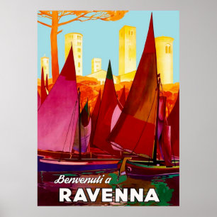 Ravenna, Sailing Boats on City Port Poster