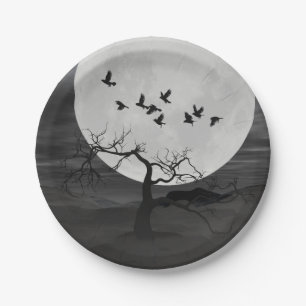 Ravens Against the Full Moon Paper Plate