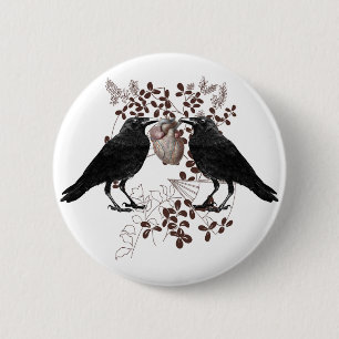 Ravens and Heart 6 Cm Round Badge