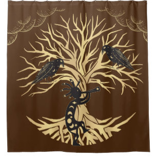 Ravens and Kokopelli Shower Curtain