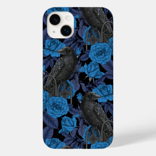 Ravens and roses with dark blue leaves Case-Mate iPhone 14 plus case