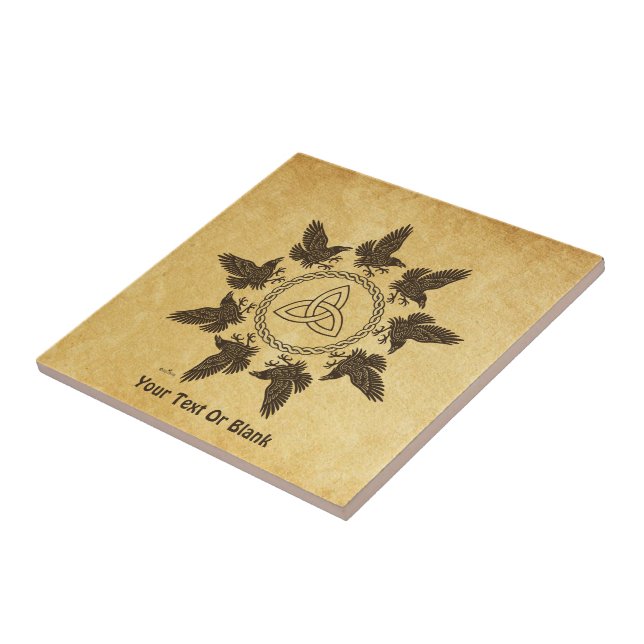 Ravens Circle Dance Ceramic Tile (Side)